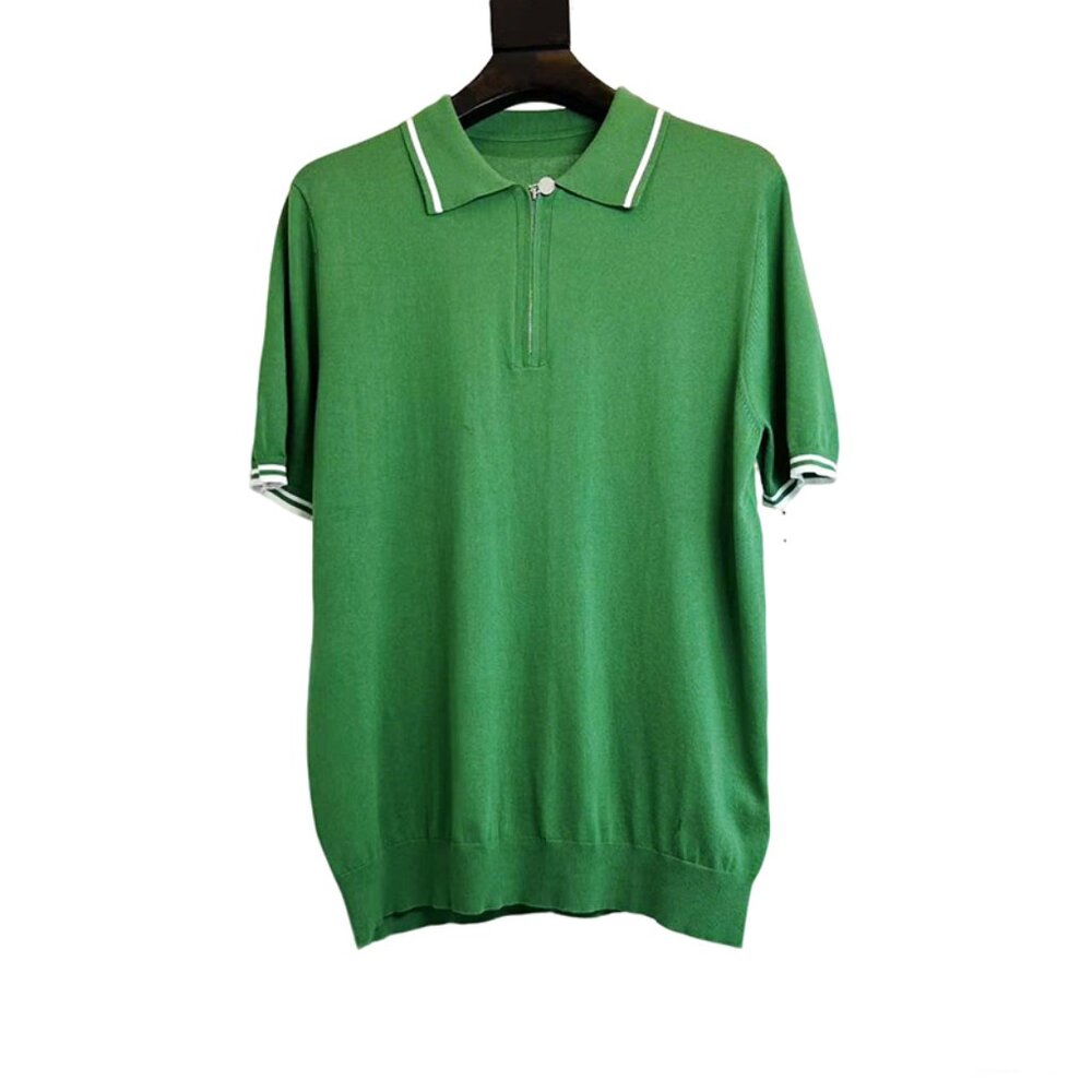 Kiton Green Zipper Polo Shirt